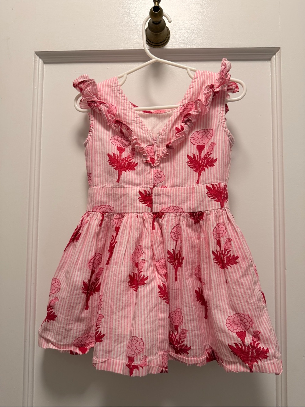 Roller Rabbit Pink and Red Floral Ruffle-Trim Dress - Picture 3 of 5